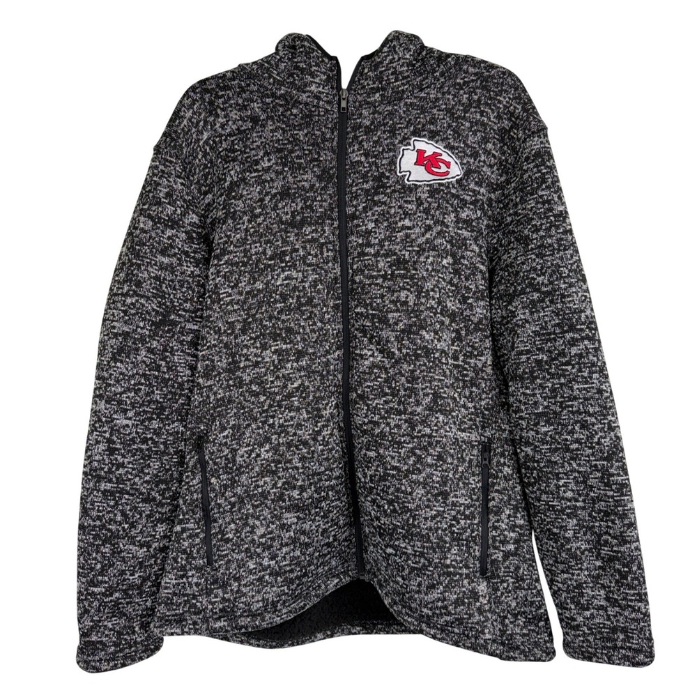 Kansas City Chiefs NFL Team Apparel Full Zip Jacket Unisex Large Heathered Black